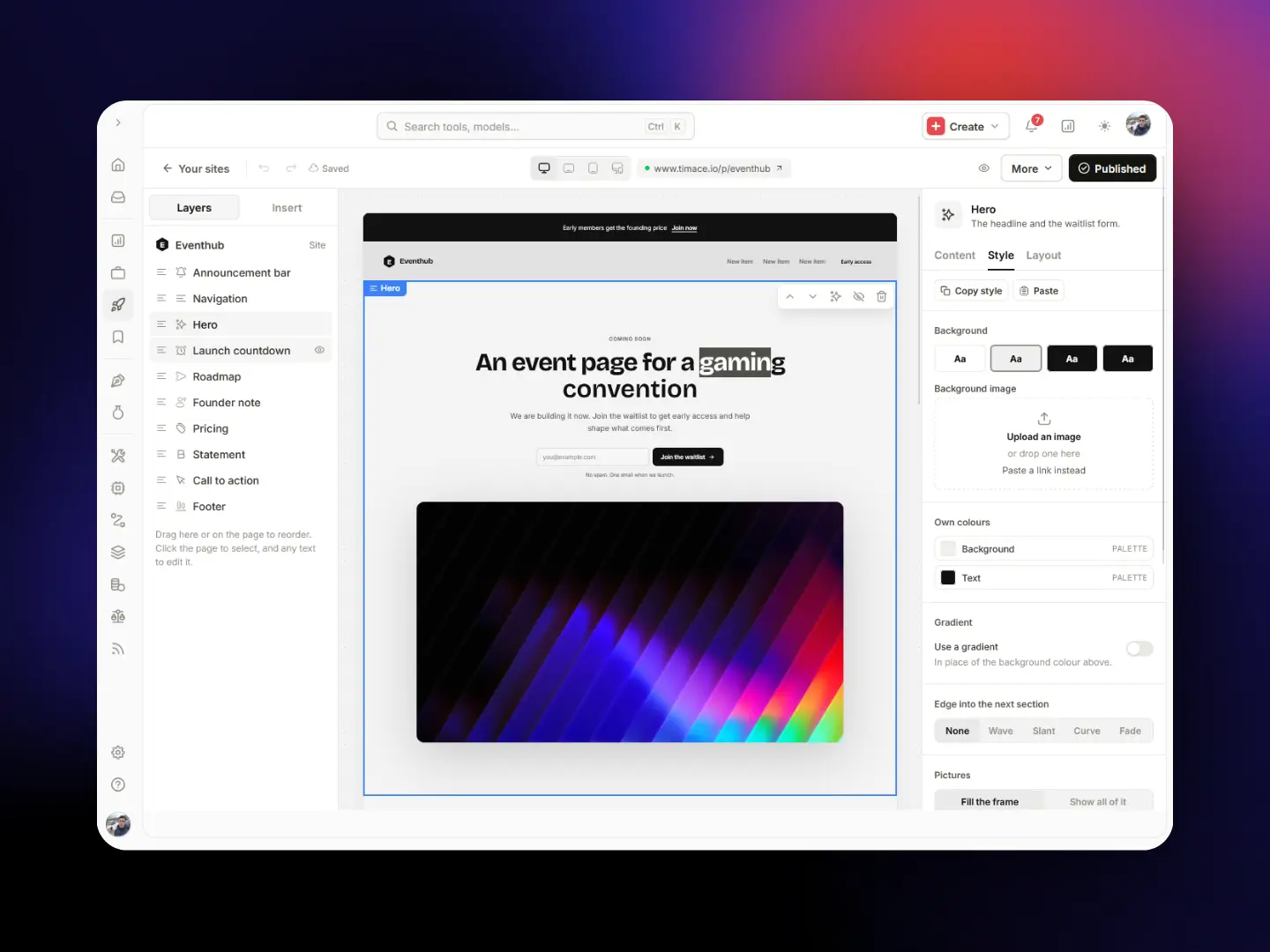 Timace Website Builder
